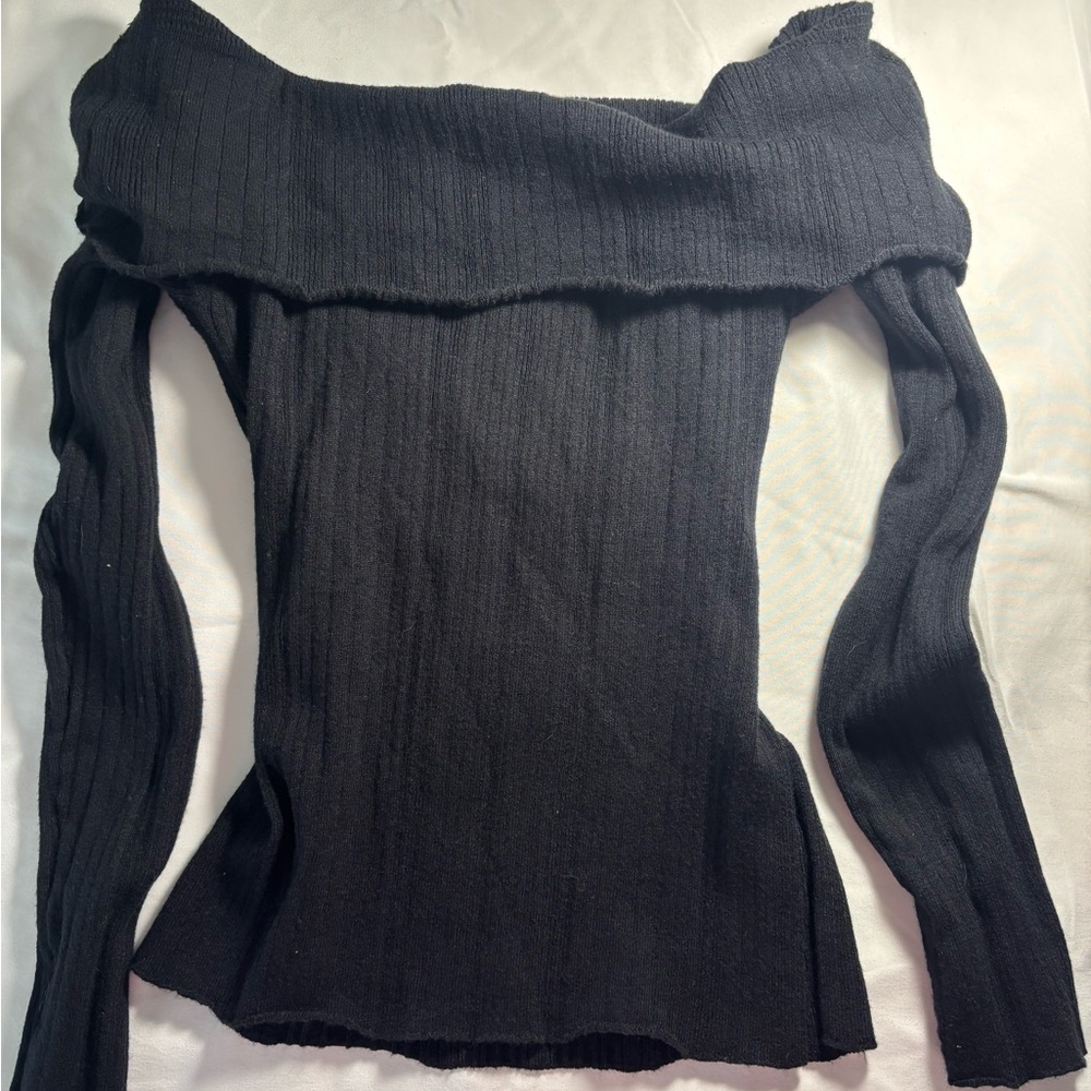 Elegant Black Off-Shoulder Sweater